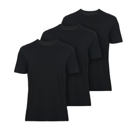 Premium T-Shirts for Men Bamboo Crewneck Undershirt Tees 3 Pack (Color: Black, size: M)